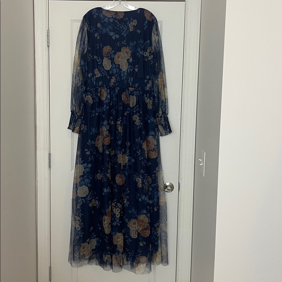 Baltic Born Layla Tulle Maxi Dress Blue + Golden Floral 2XL Long Sleeve New - Picture 8 of 9